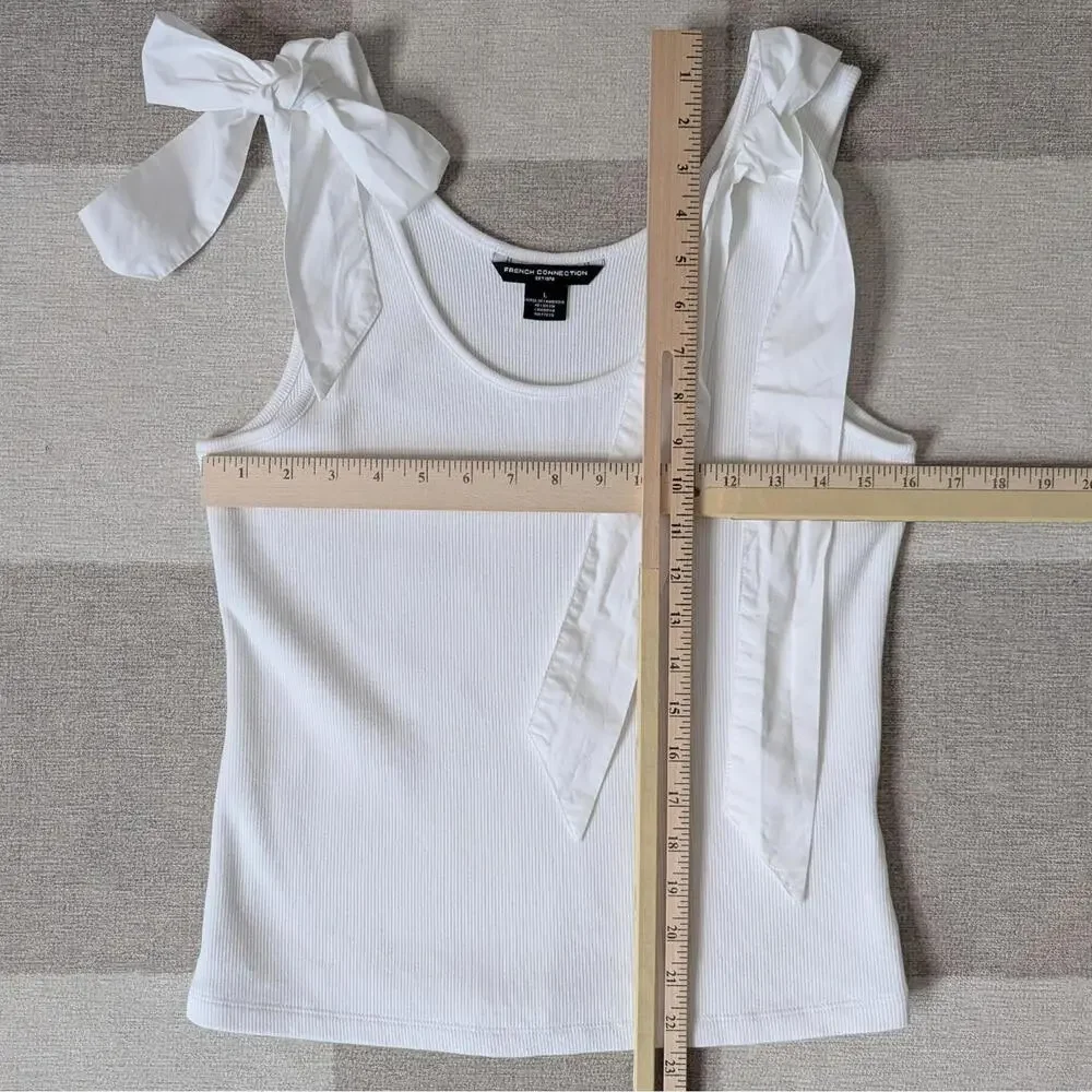 French Connection white cotton bow tank top - Picture 3 of 6